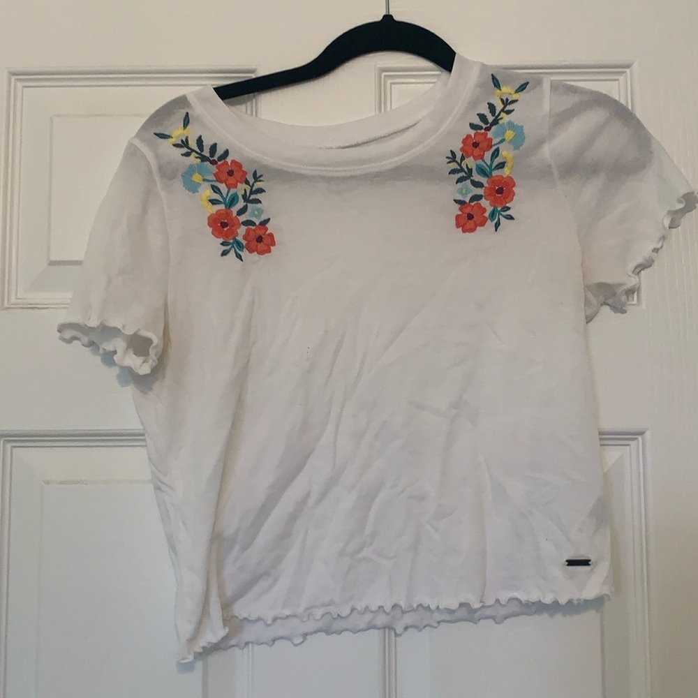 Hollister Embroidered White Top